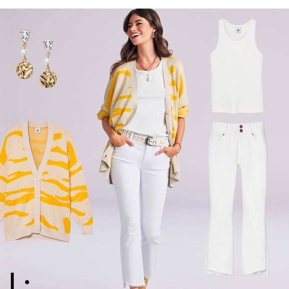 Cabi Roar Cardigan, Size Small, Yellow/Cream - Picture 6 of 10